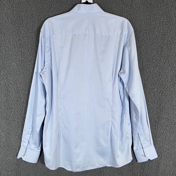 Eton Signature Twill Slim Fit Button Up Dress Shirt - Men's Size 43/17 - Blue - Picture 3 of 9